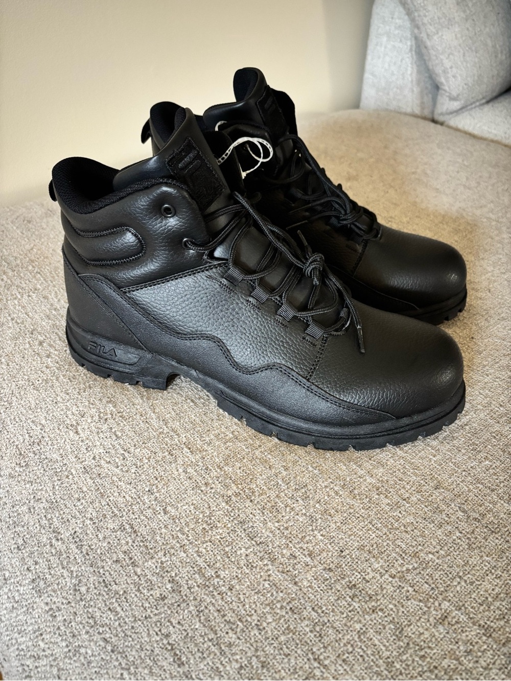 Fila Men's Black Lace-Up Leather Ankle Boots